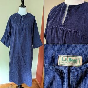 Vintage LL Bean Freeport Maine blue corduroy dress